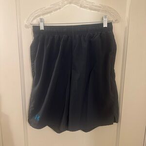 Under Armour Charcoal Gray Shorts with Turquoise Blue Waistband